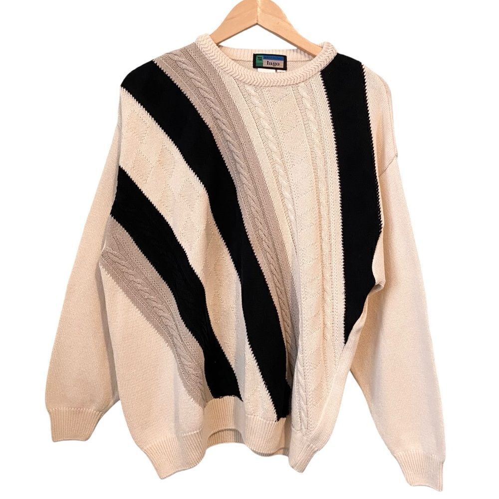iL Lago Made in Italy Crewneck Knit Pattern Sweater in Size Medium Unisex